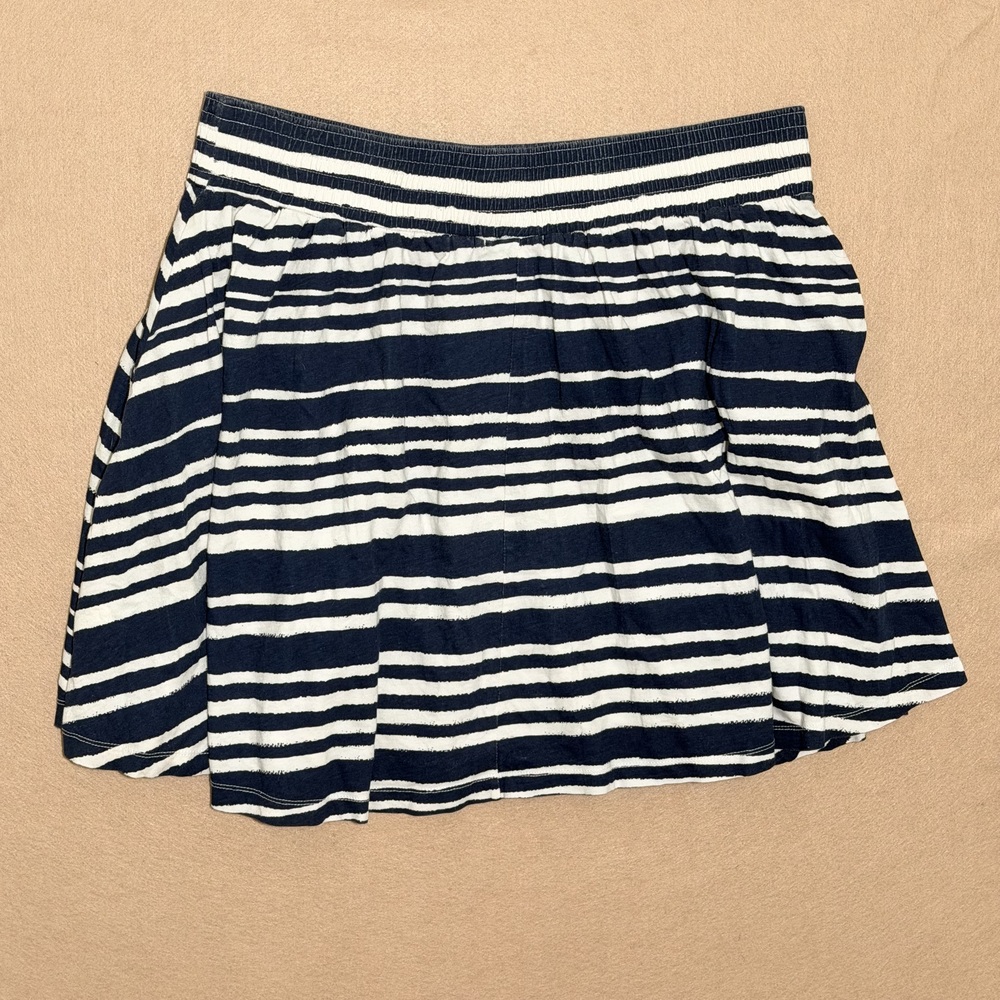 ⚪️ H&M mini skirt women large 100% Cotton stripe coastal preppy pull-on bottoms